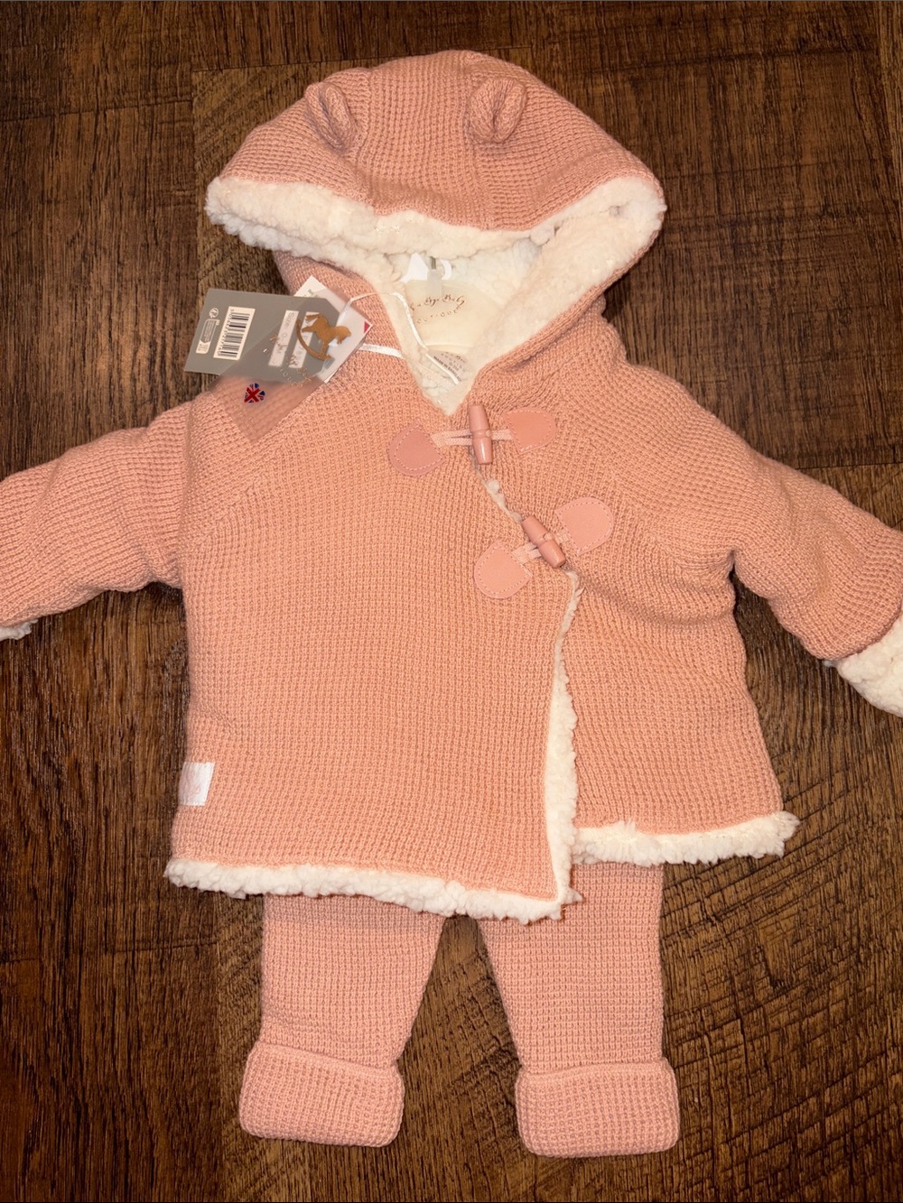 Mauve Pink Sherpa-Lined Baby Jacket and Pants Set - Size 3M NWT